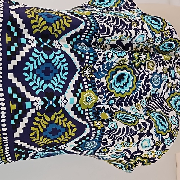 Mossimo 1-piece Swimsuit Blue & green Boho floral pattern Size L Strappy Back - Picture 8 of 17